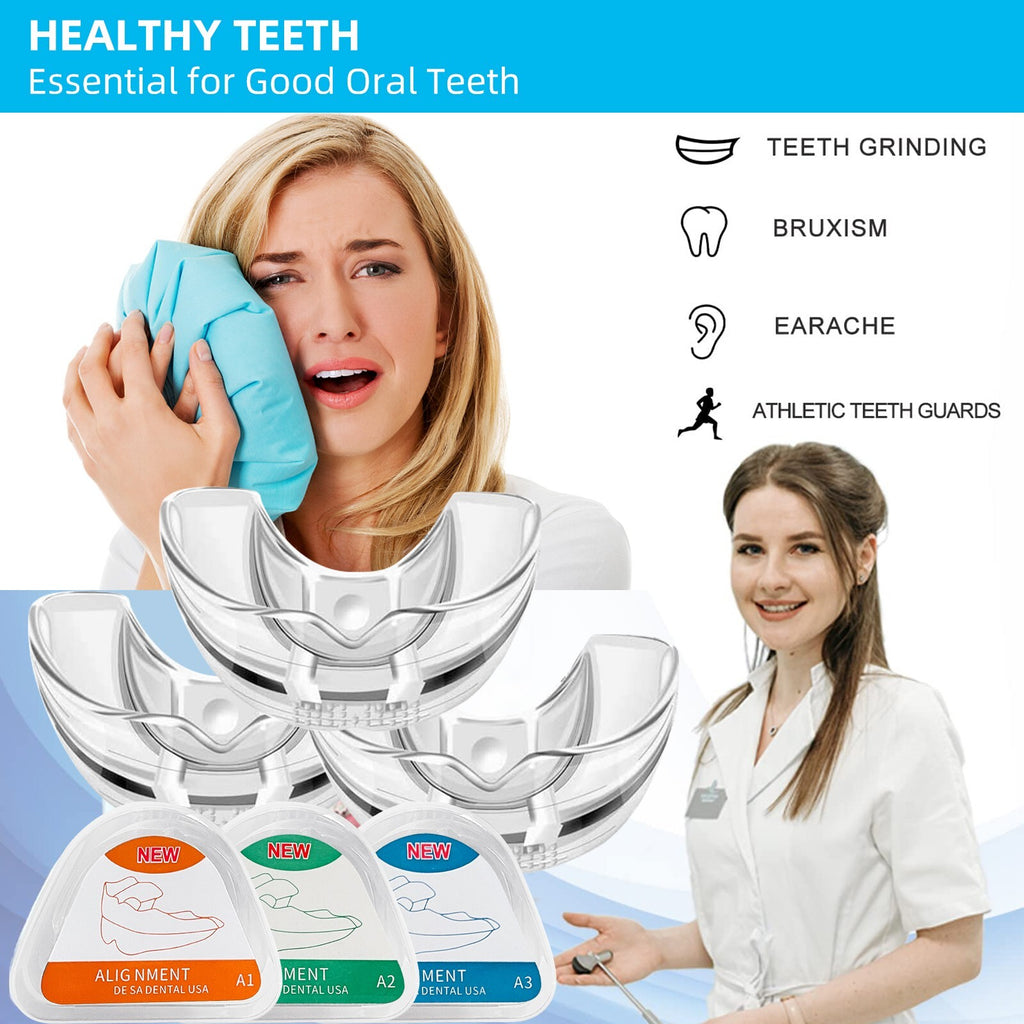 Night Mouth Guard for Teeth Clenching & Straightening 3-Pack - Adults