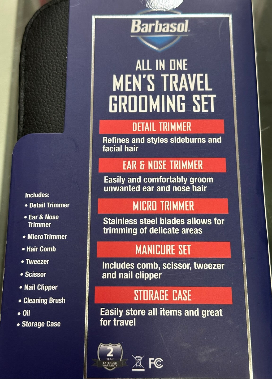 Men's Travel Grooming Kit with Ear Nose Micro Trimmer & Manicure Set