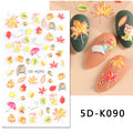 Autumn Thanksgiving Nail Art Stickers - Fall Ginkgo Pumpkin Maple Leaf Decor