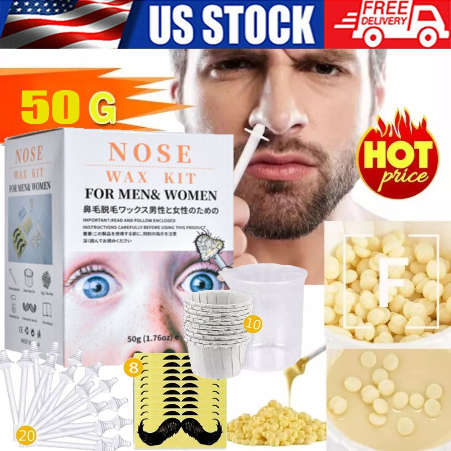 Nose Hair Wax Kit for Men and Women - Painless Nose Hair Removal 50g