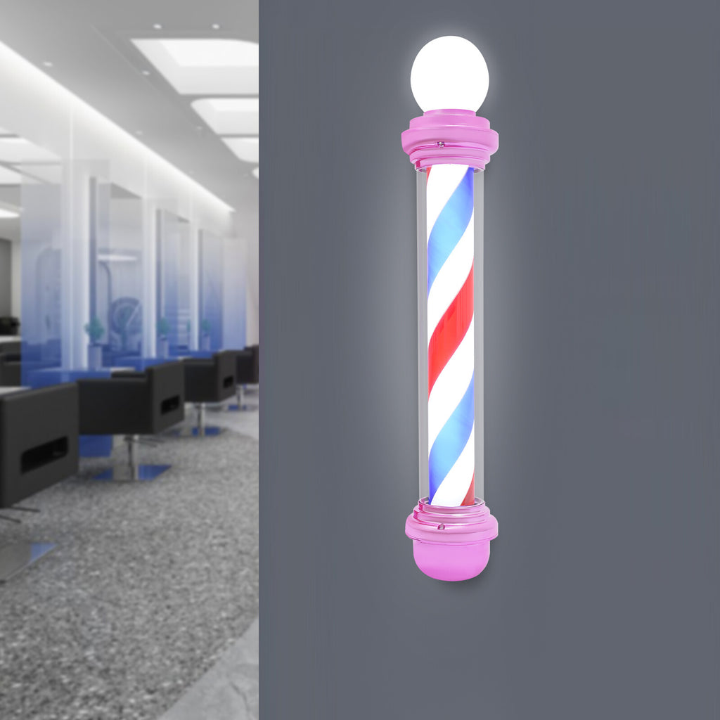 15W Wall-Mounted LED Barber Pole Light for Barbershops and SPAs - Pink Exterior