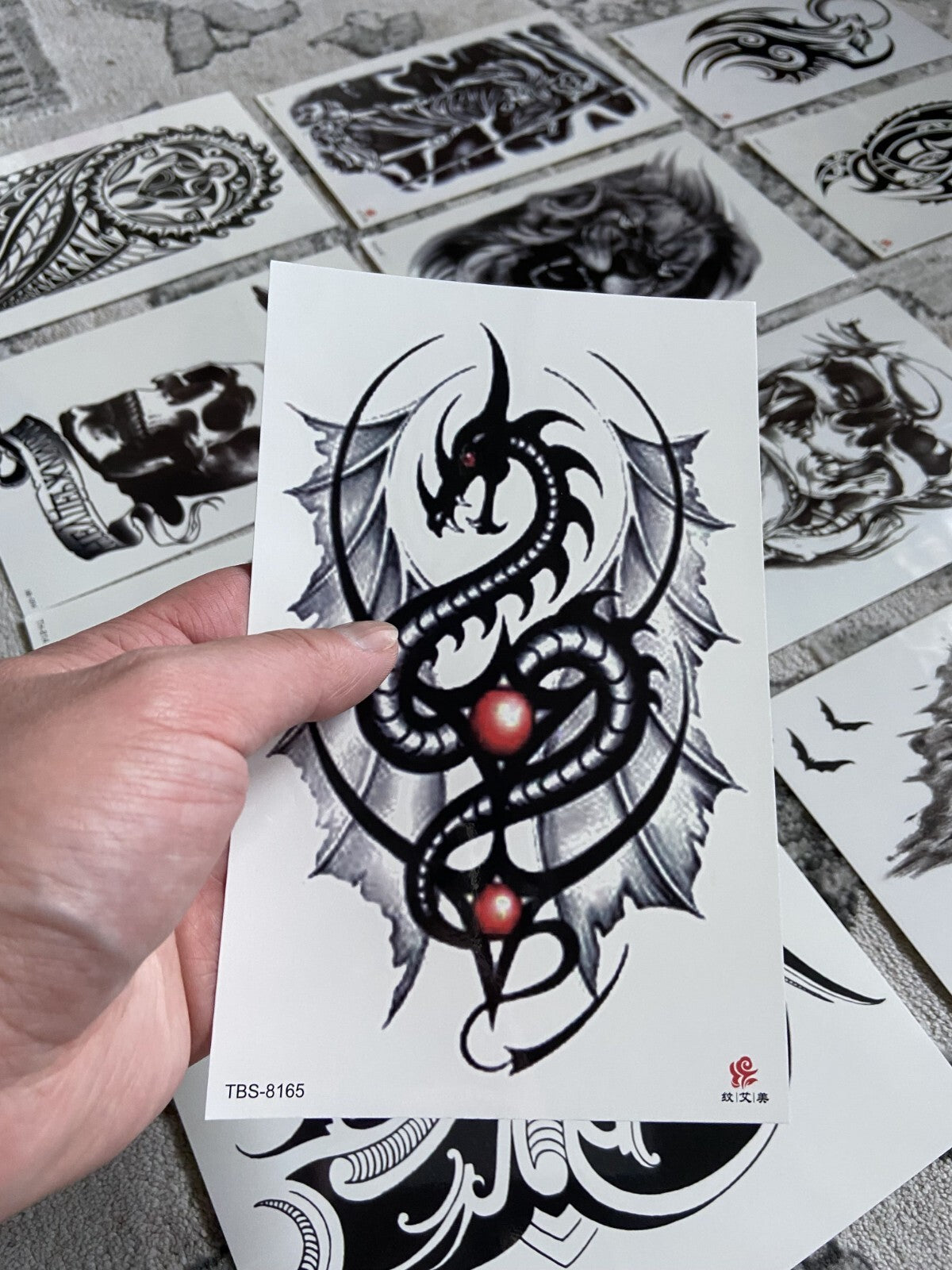 12 Sheets Temporary Tattoos Gothic Skull Wolf Demon Arm Body Art Set