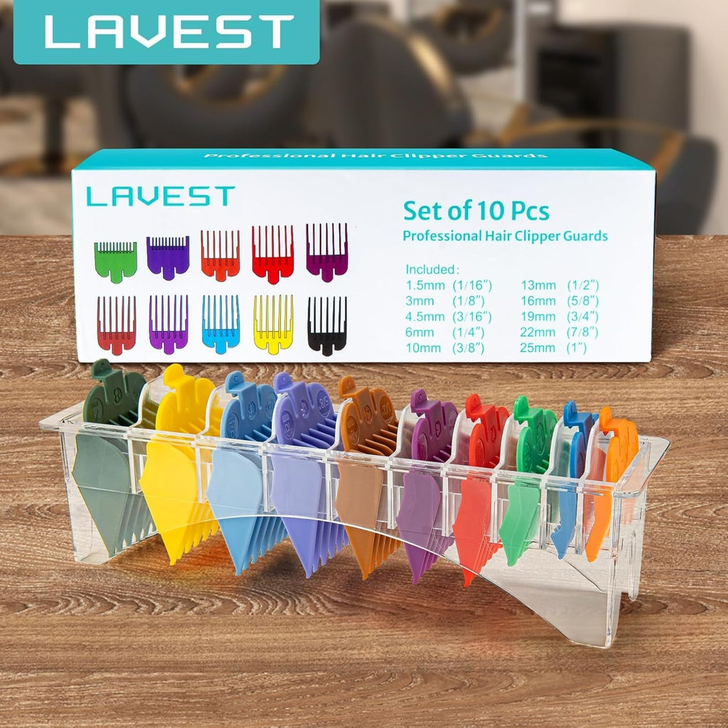 Professional Hair Clipper Guard Set 10 Color-Coded Replacement Combs