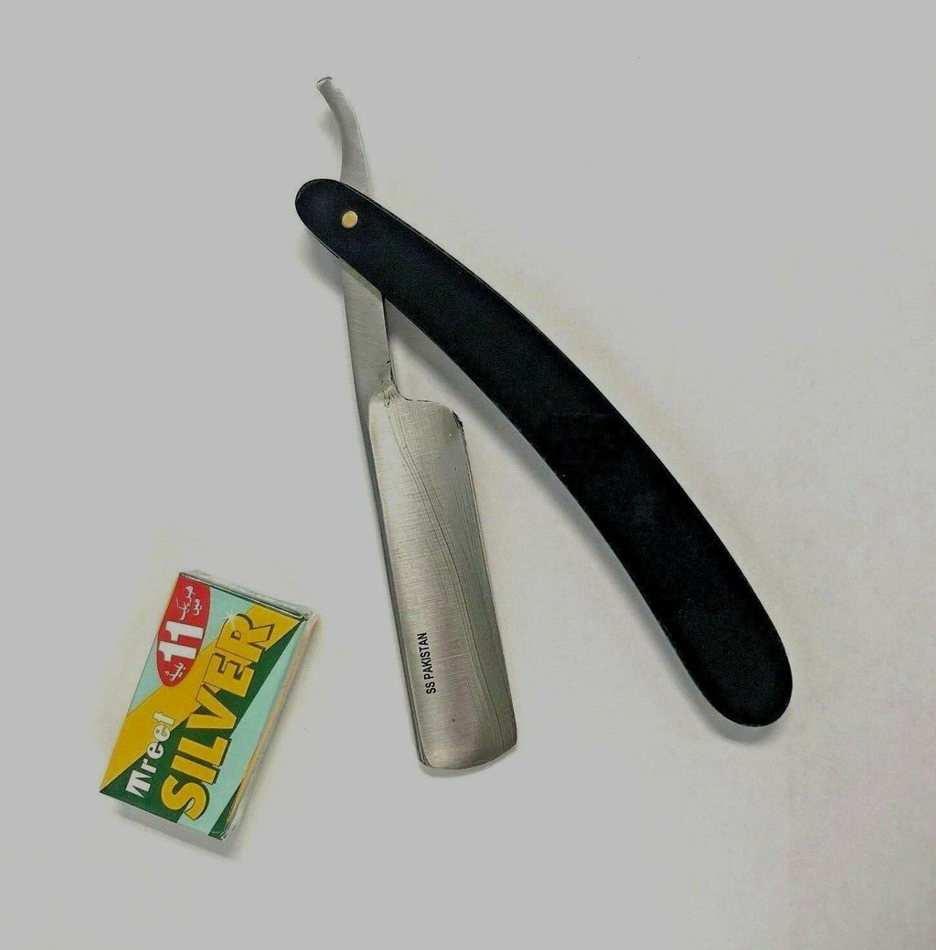 Barber Salon Straight Shaving Razor with 11 Derby Blades - Beard & Throat Cutthroat Shavette