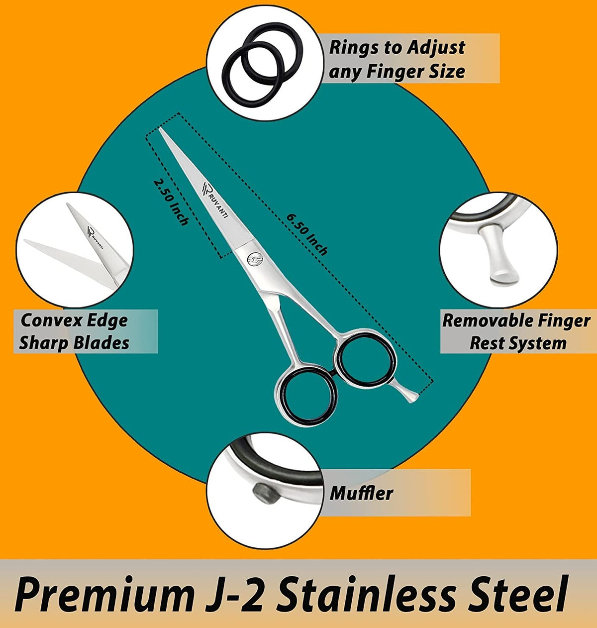 Professional Hair Cutting Scissors 6.5 Inch High-Quality Stainless Steel Barber Shears