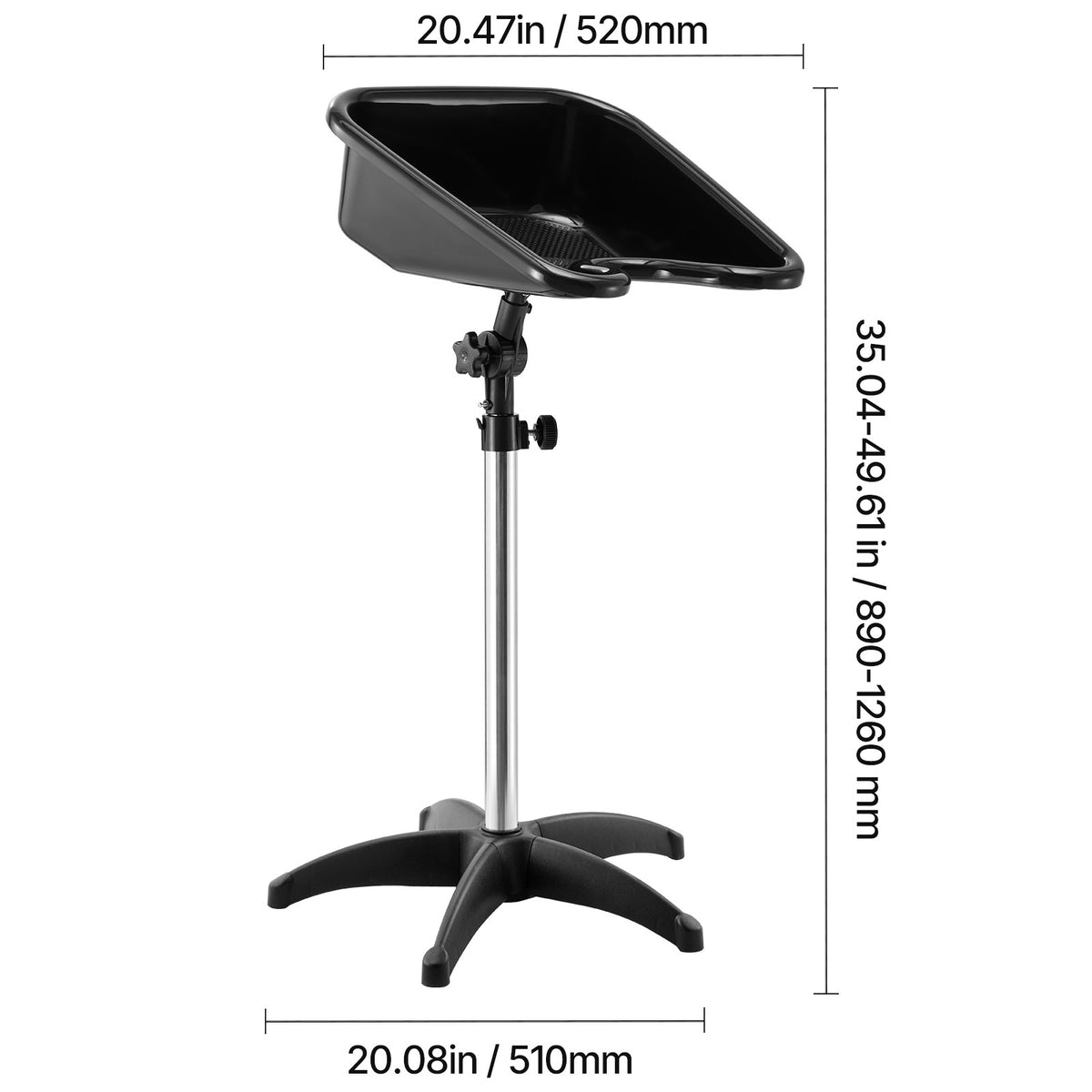 Portable Shampoo Basin with Adjustable Height & Drain Hose for Salon & Home