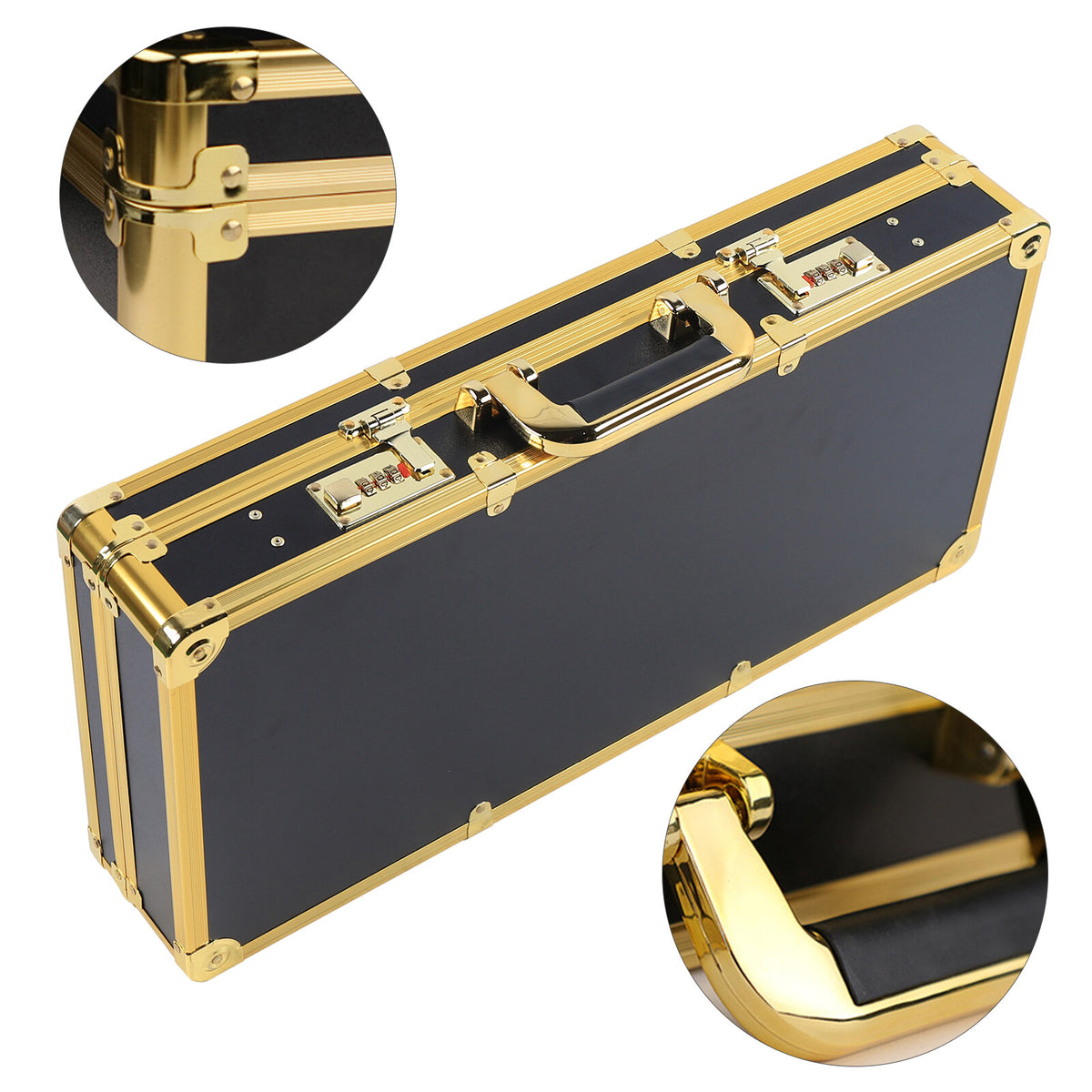 Large Barber Travel Suitcase with Lock Gold - Stylist Tool Organizer