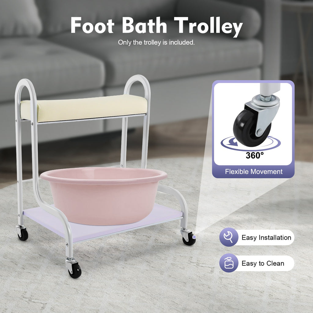 Portable Nail & Foot Spa Trolley Cart with Foot Rest for Salon and Home Use