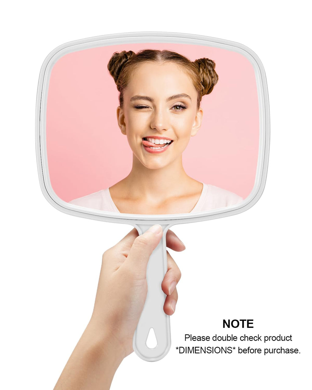 Handheld Mirror for Hairdressing Salon, 12.4 x 9 Inches, White