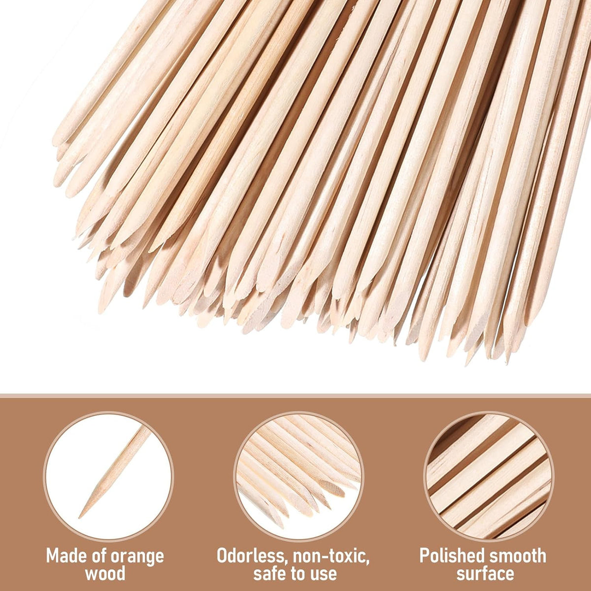 Wooden Double-Ended Cuticle Pusher Sticks - 100 Pack, 7-Inch Nail Care Tools