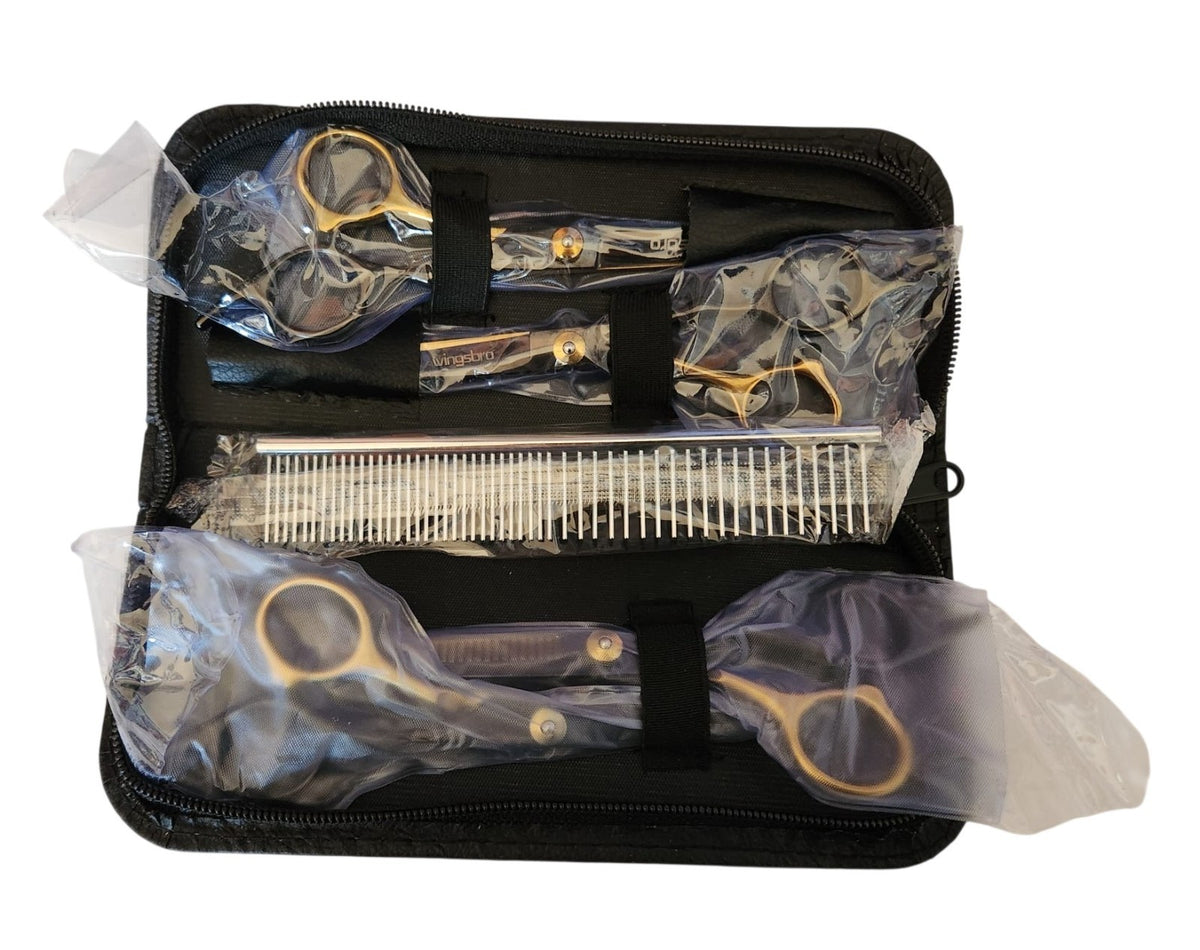 5 Piece Hair Cutting and Thinning Scissors Set for Salon Barber Styling