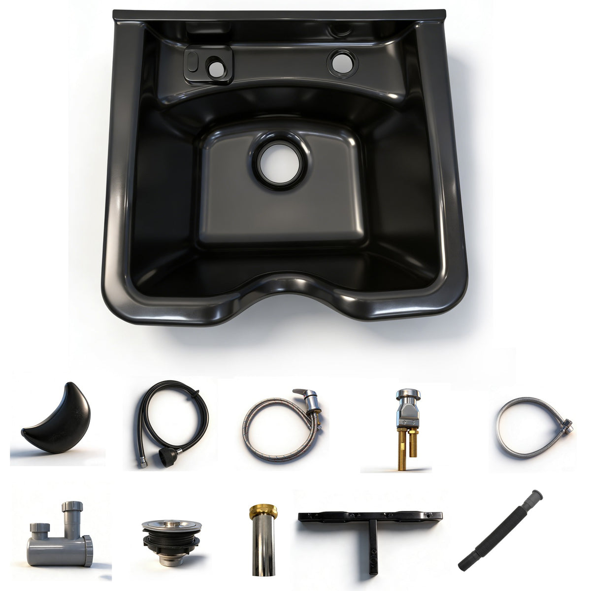 Wall Mount Hair Wash Basin for Salons and Home Use - ABS Shampoo Sink with Vacuum Breaker