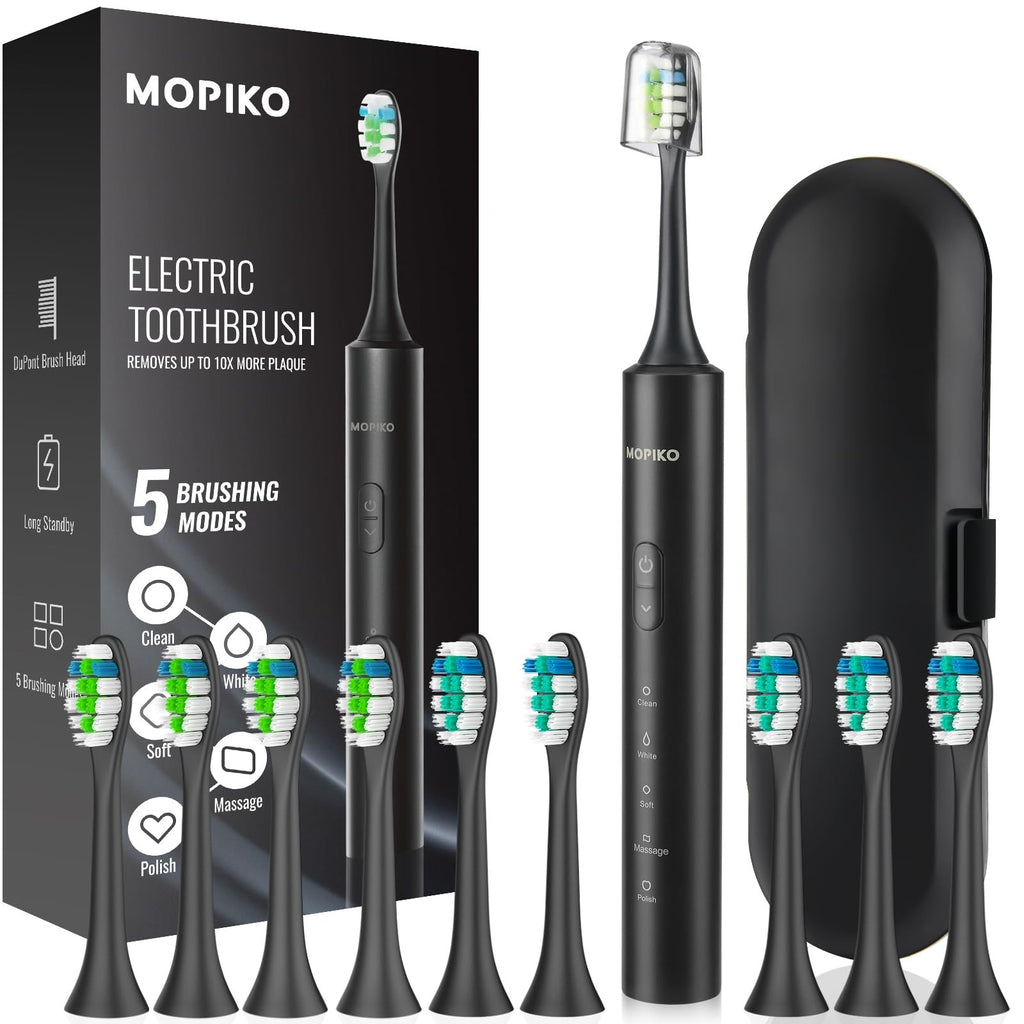 Electric Sonic Toothbrush for Adults 5 Modes 8 Brush Heads Portable & Waterproof