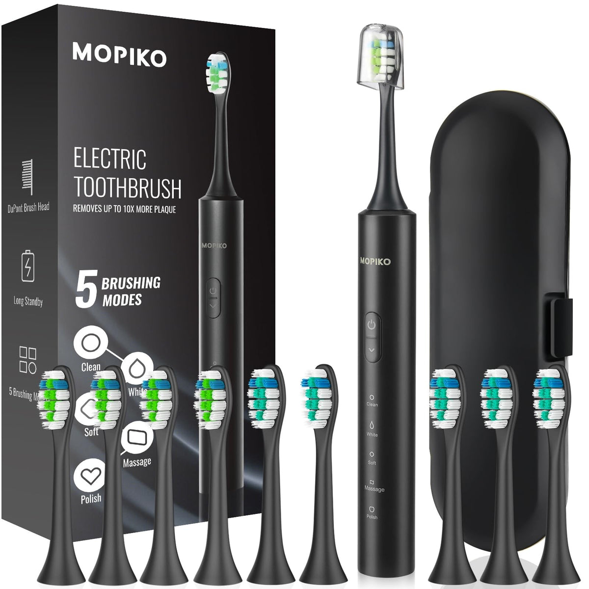 Electric Sonic Toothbrush for Adults 5 Modes 8 Brush Heads Portable & Waterproof