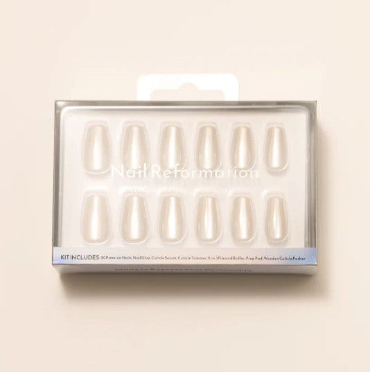 Short Coffin Glazed Over Press-On Nails - 2 Pack with Nail Tools & Glue