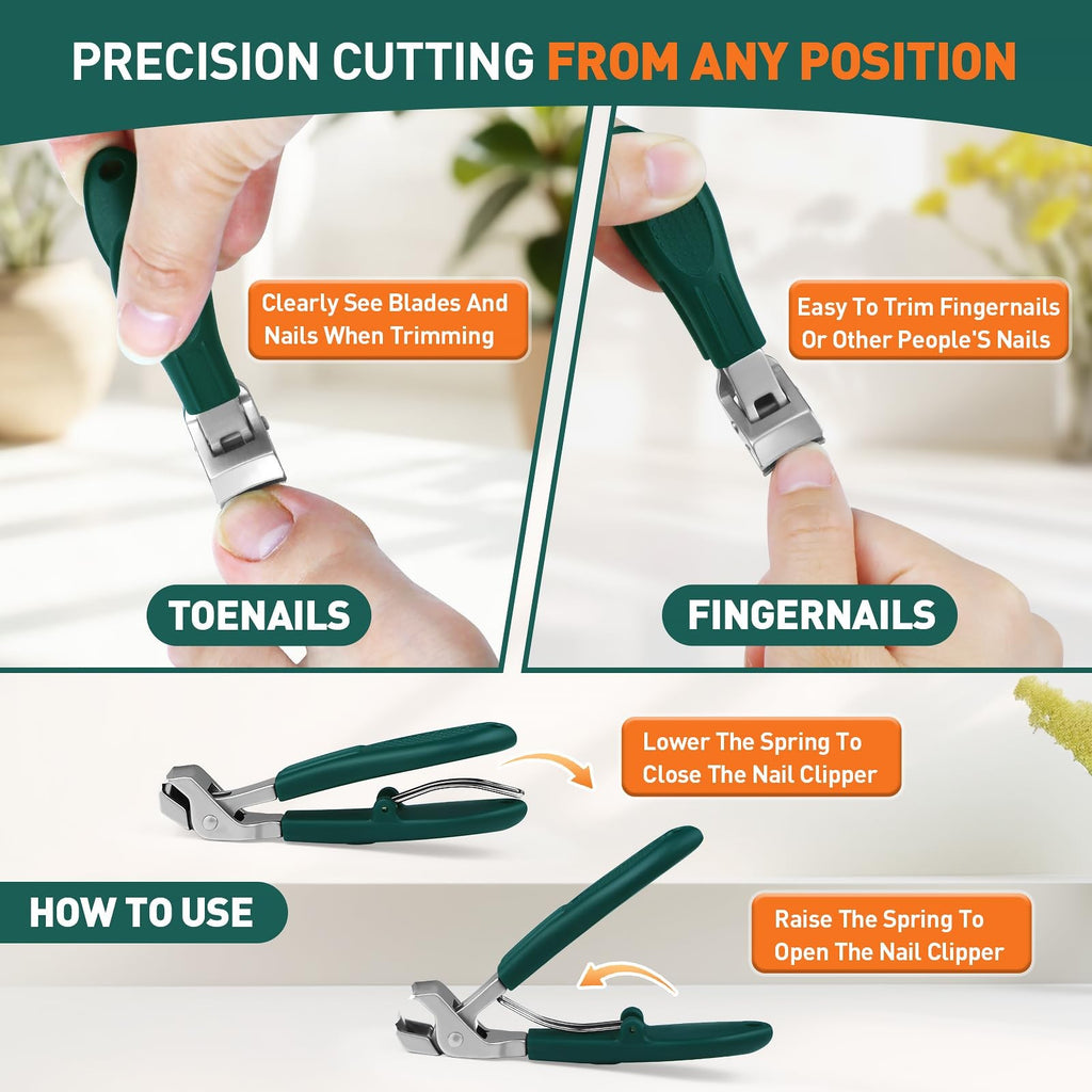 Senior Nail Clippers Set with Upgraded Angled Head & Thick Nail Cutter
