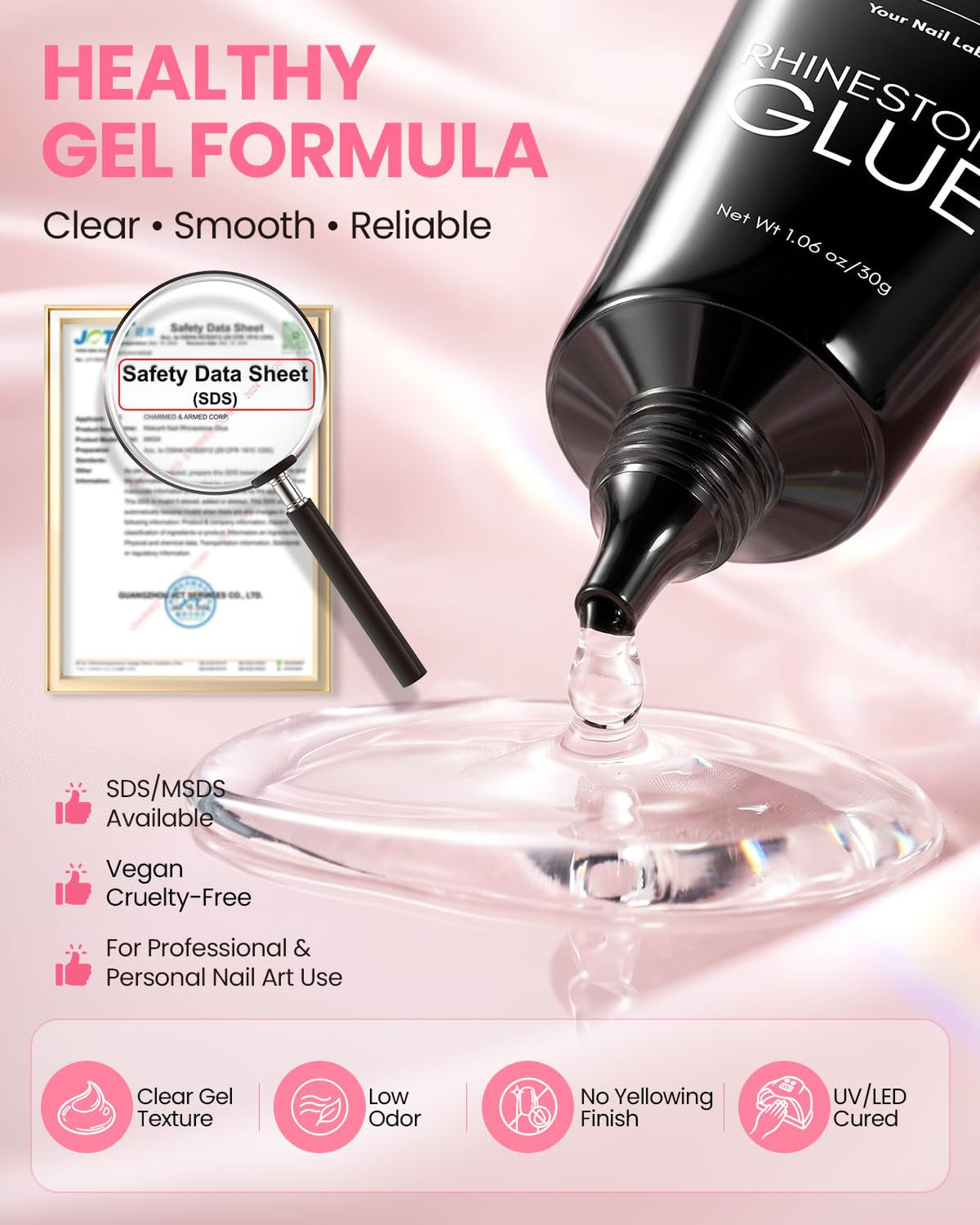 Strong Bond Clear Nail Art Glue Gel for Rhinestones & Charms 30g
