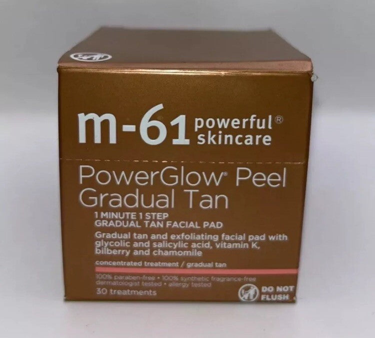 PowerGlow Peel Facial Pads - Gradual Tan & Skincare Treatment, 30 Count