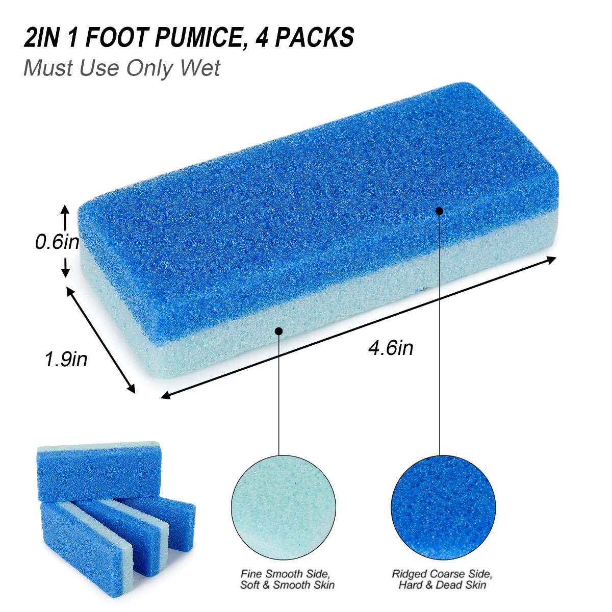 Foot Pumice Stones 4 Pack for Callus Removal & Hard Skin Exfoliation