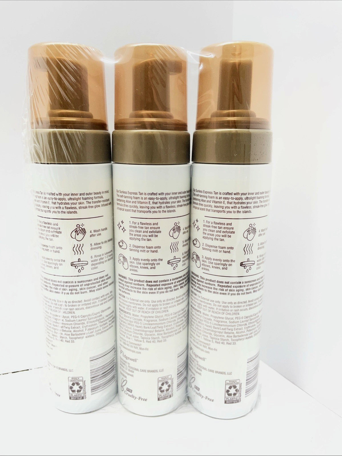 Sunless Tanning Foam - Express Tan, 7 oz - Pack of 3