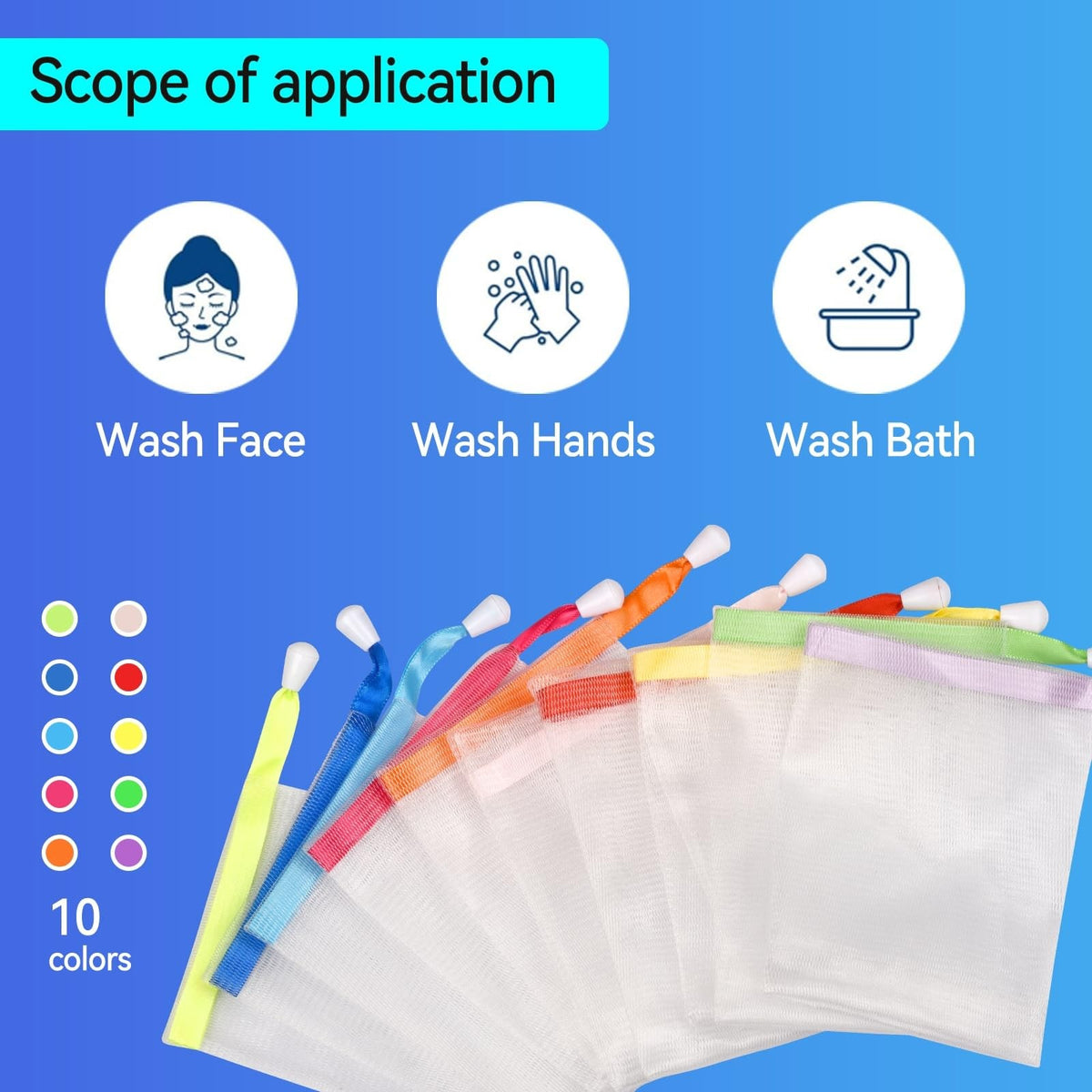 Mesh Soap Saver Bags 10 Pack Exfoliating Foam Net for Shower & Bath