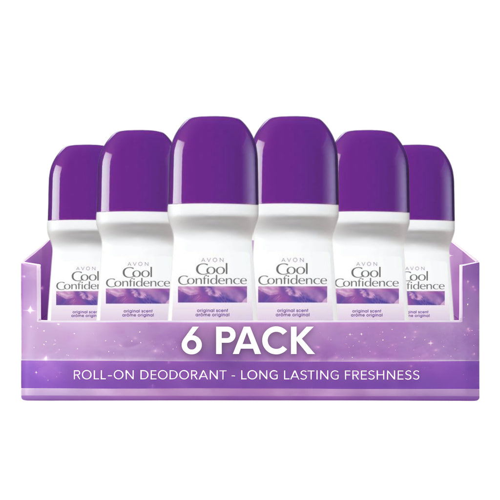 Avon Cool Confidence Original Roll-On Deodorant Pack of 6 - Long-Lasting Freshness