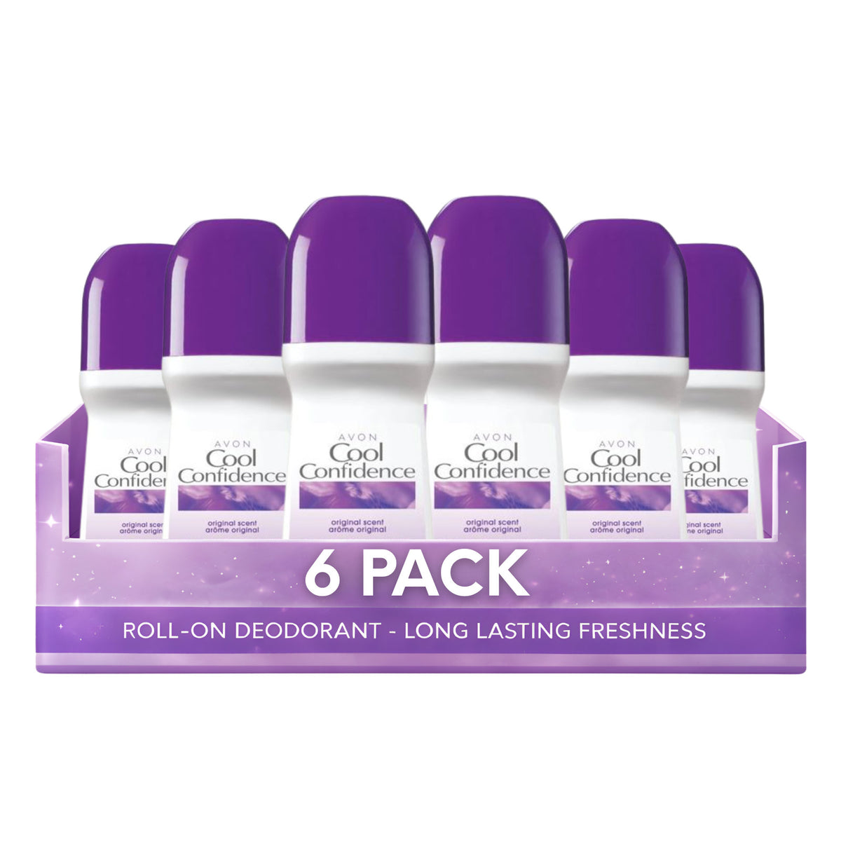Avon Cool Confidence Original Roll-On Deodorant Pack of 6 - Long-Lasting Freshness