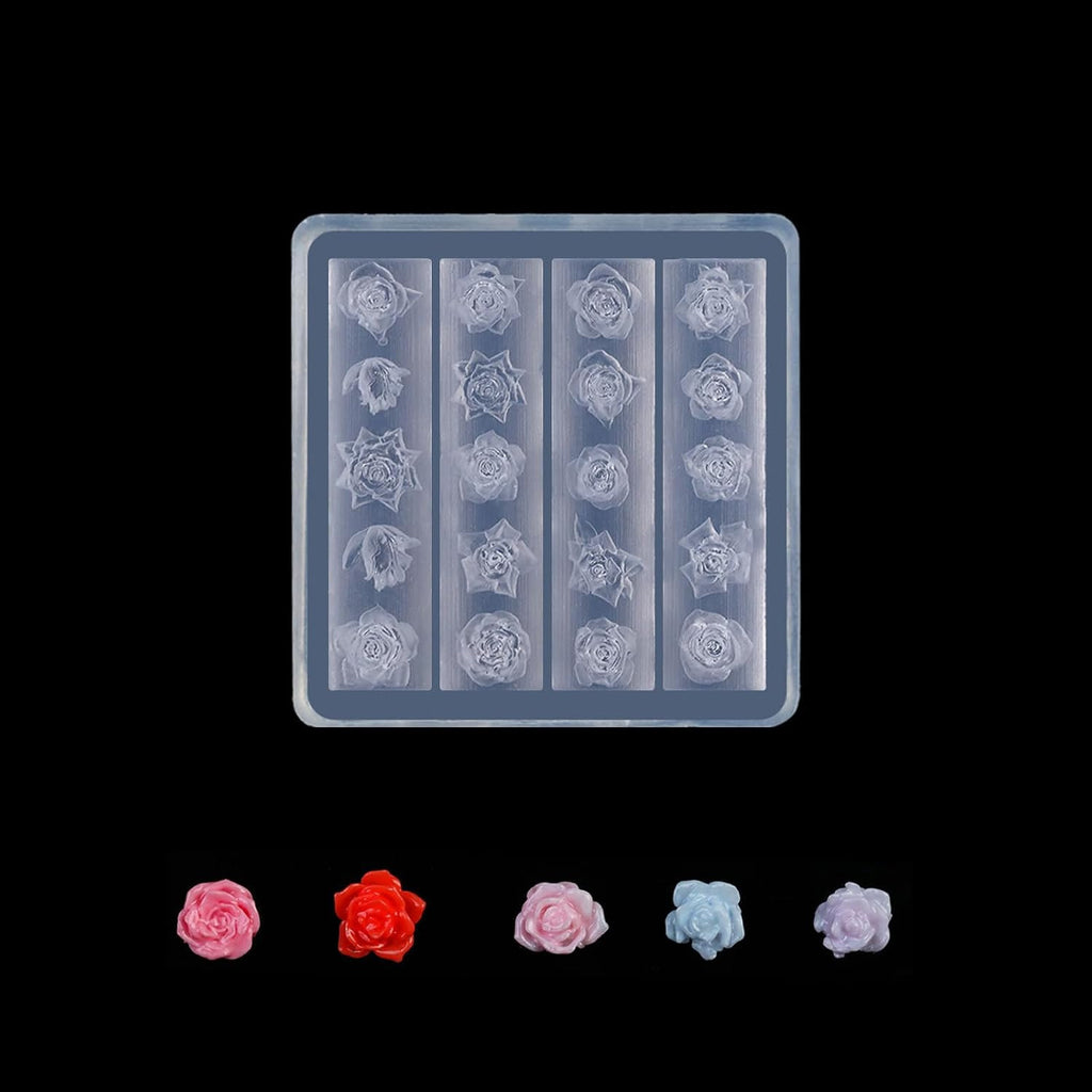 3D Rose Flower Nail Art Silicone Mold for DIY Manicures - Floral Carving Template