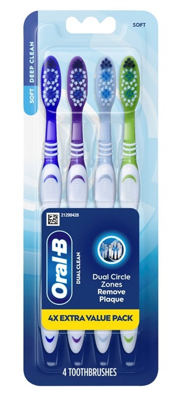 (2 Pack) Soft Dual Clean Manual Toothbrushes for Plaque Removal & Oral Hygiene