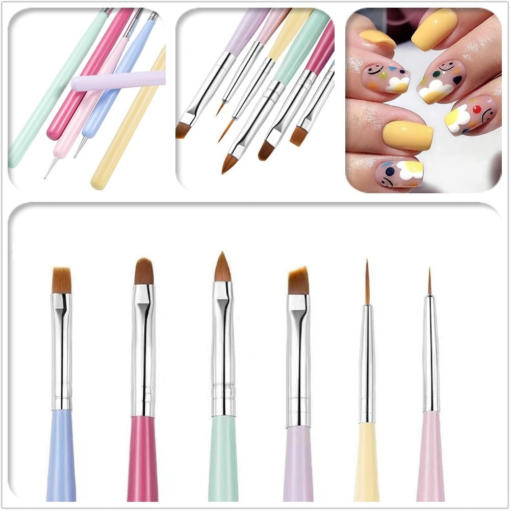 6 Pcs Nail Art Brushes Set - Professional Nail Painting & Design Tools