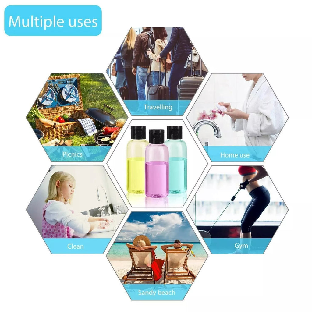 30-Pack 2oz Refillable Travel Bottles with Flip Top Caps - BPA-Free Plastic Containers for Toiletries