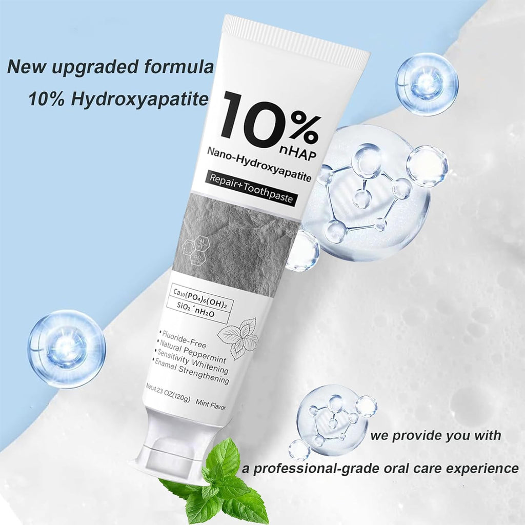 Nano-Hydroxyapatite Toothpaste for Enamel Repair & Whitening - Fluoride-Free, Sensitive Safe