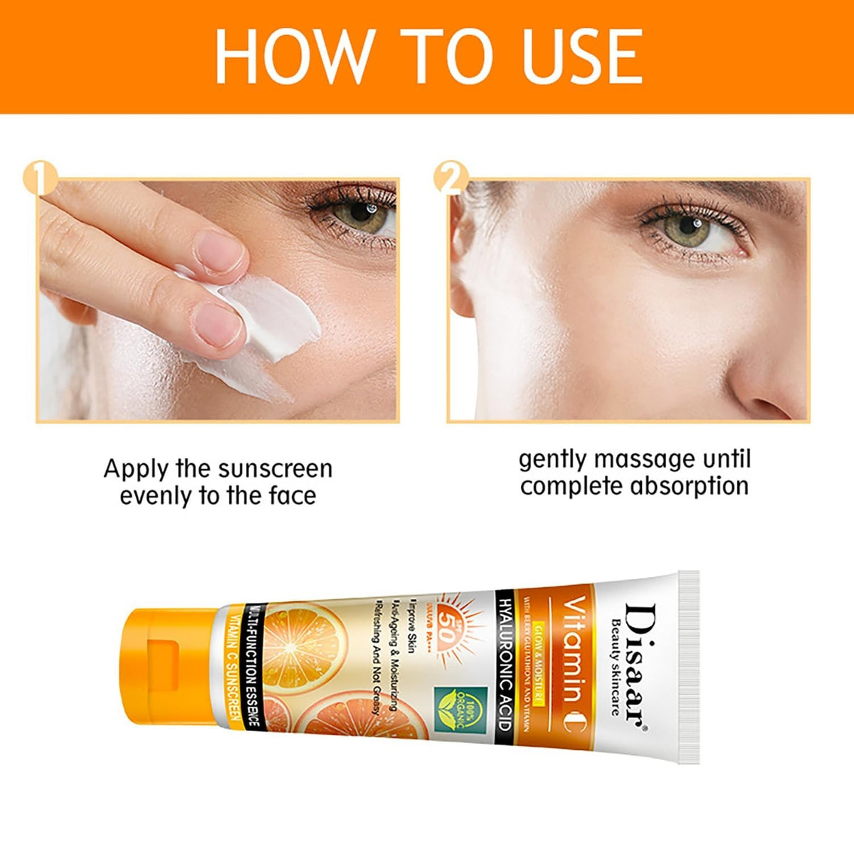 Vitamin C Sunscreen SPF50 with Orange Extract - Moisturizing UV Protection 50g