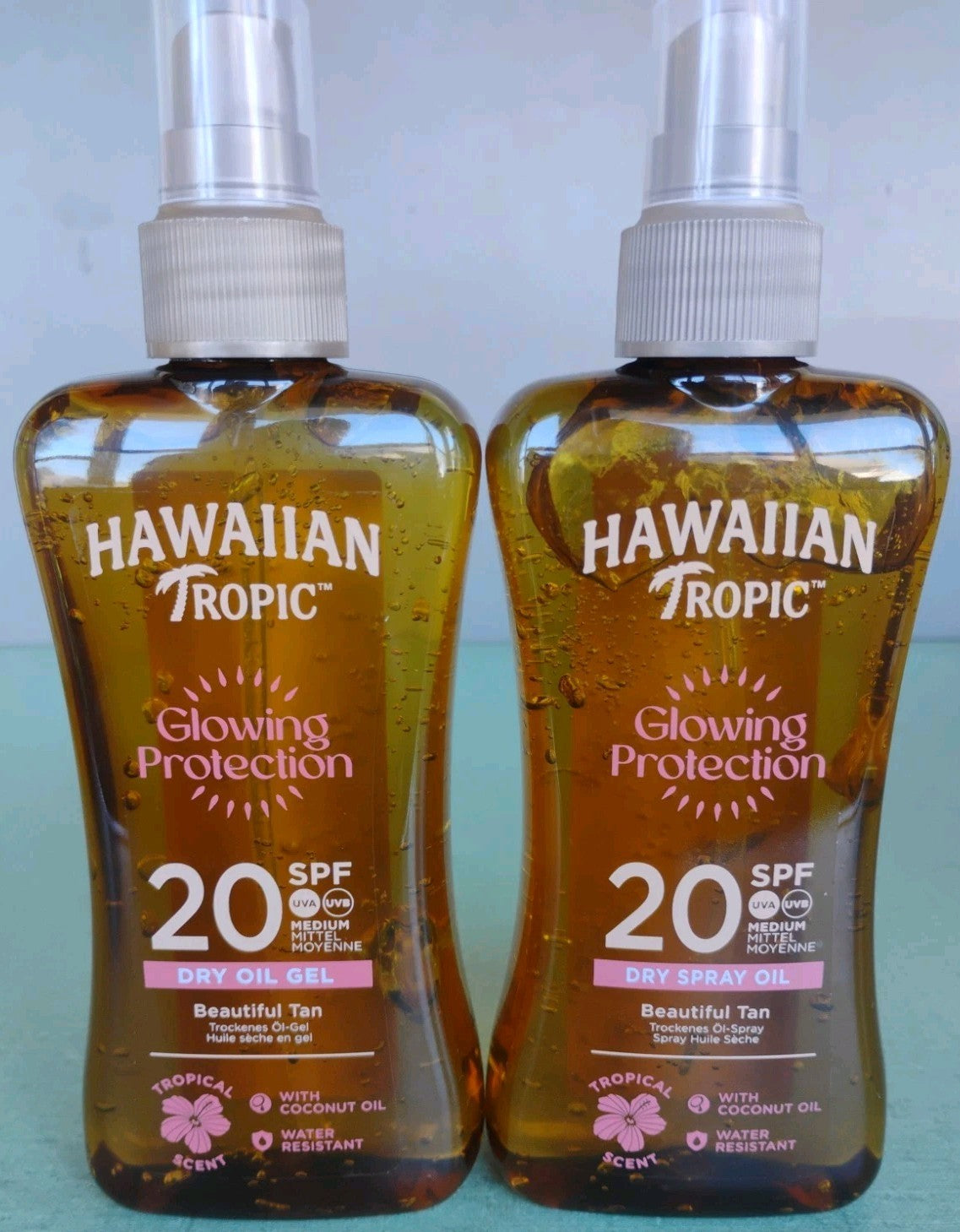 Hawaiian Tropic SPF20 Dry Oil Sun Protection 200ml 2-Pack - Water Resistant, Coconut & Guava Scent