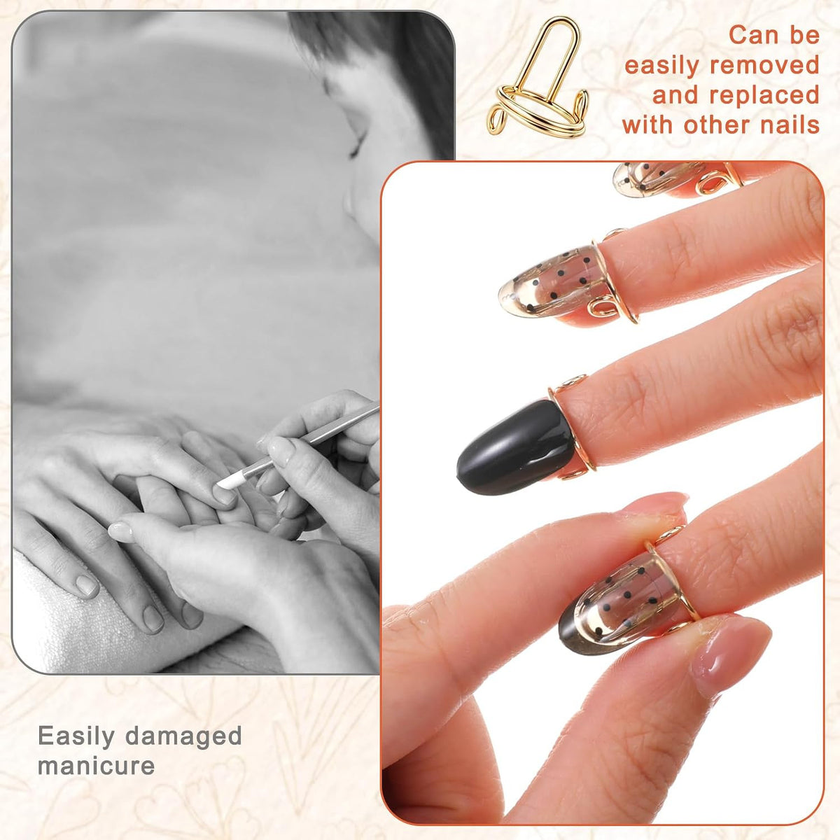 20PCS Reusable Nail Rings with Adhesive Tabs - Adjustable & Durable
