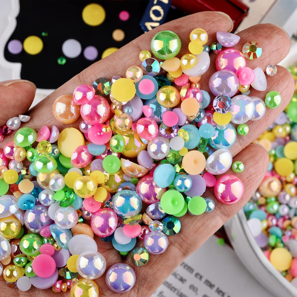 Resin Rhinestones and Half Pearls Kit for Nail Art and Crafting - 3900+ Pieces