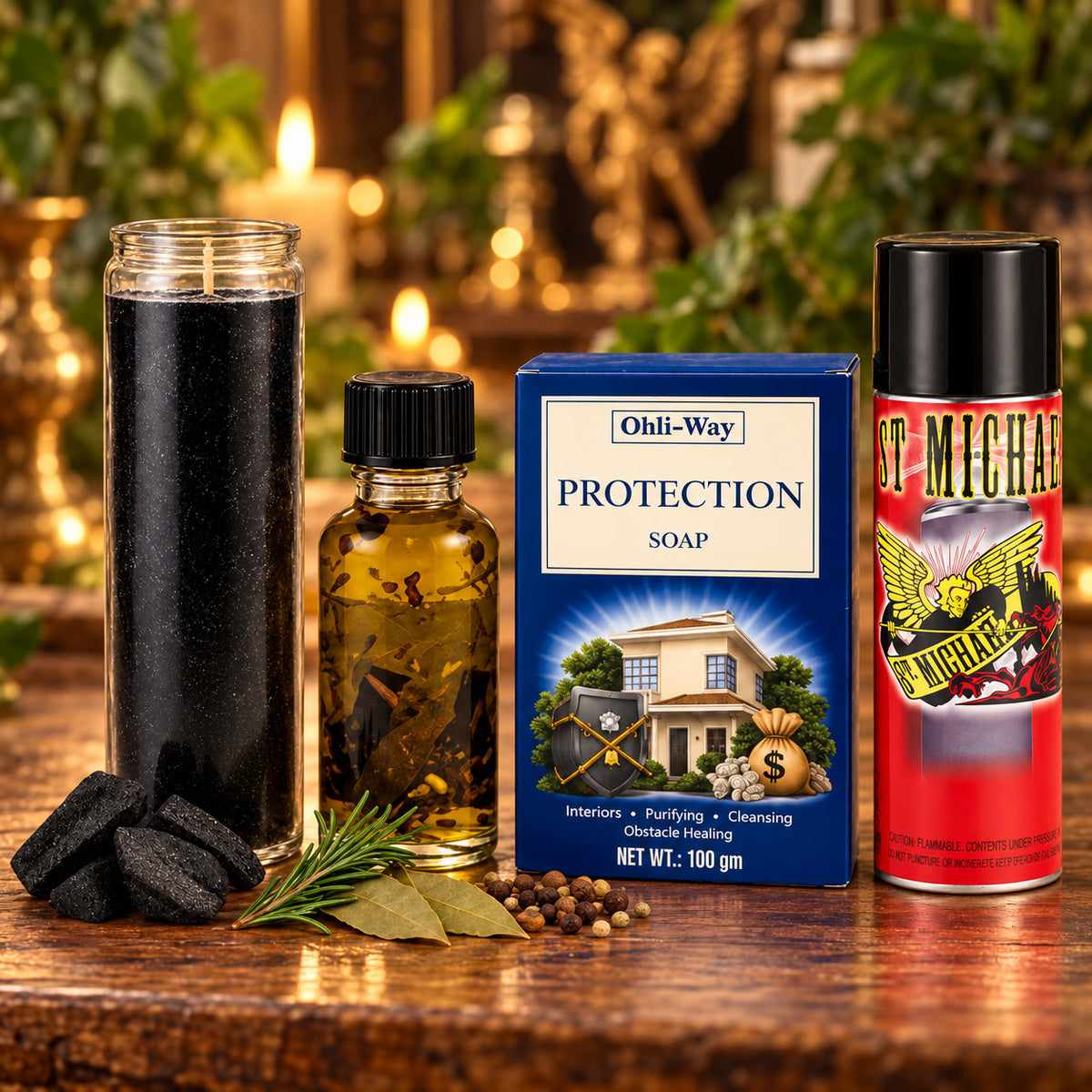 Protection Spiritual Ritual Bundle - Candle, Oil, Soap & St. Michael Spray