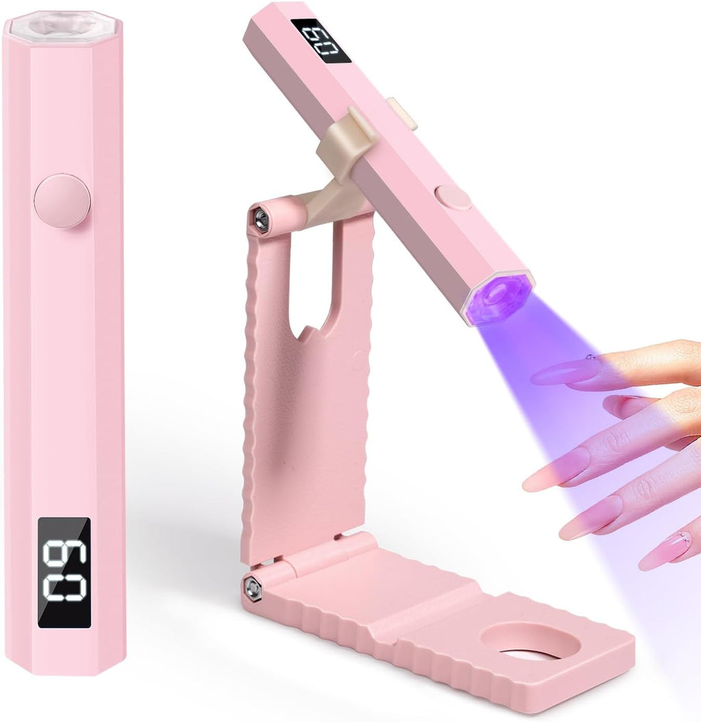 Mini Handheld UV Light for Gel Nails with Stand, Rechargeable Nail Curing Lamp