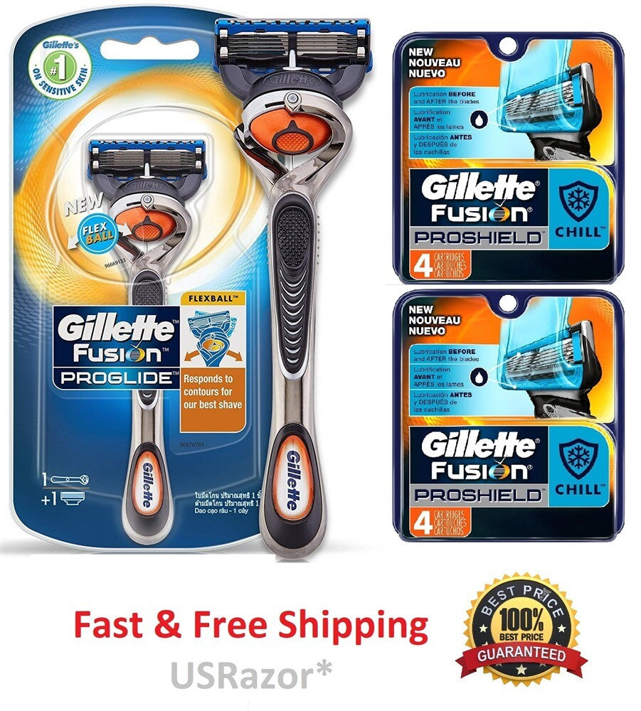 Gillette Fusion ProGlide Razor with FlexBall & 9 Blade Cartridges - Men's Shaving Set