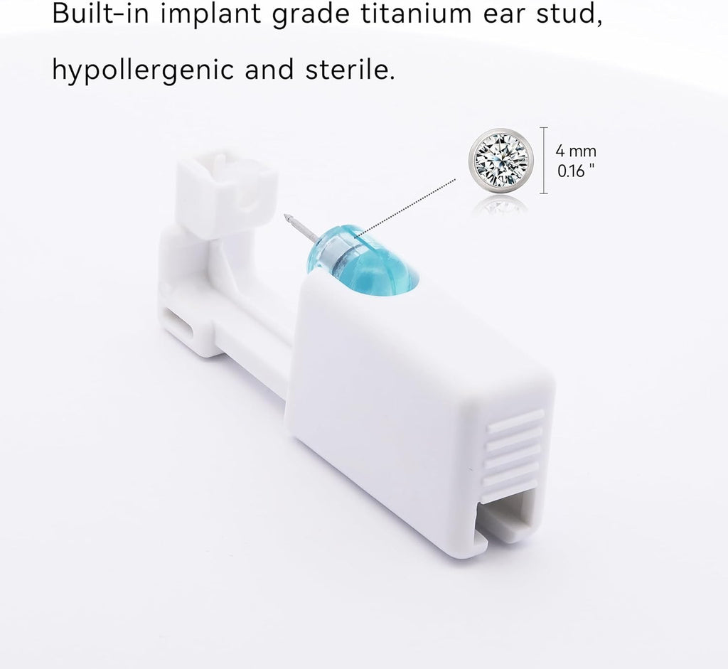 Titanium Ear Piercing Gun Kit - Disposable Gun with Hypoallergenic Titanium Studs
