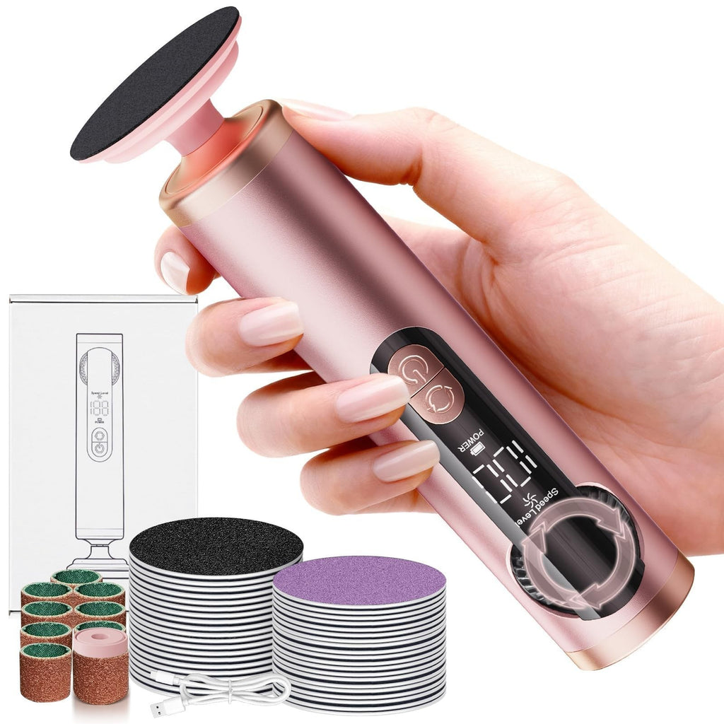 Rechargeable Electric Foot Callus Remover with 40 Sandpaper Discs - Pedicure Tool for Cracked Heels