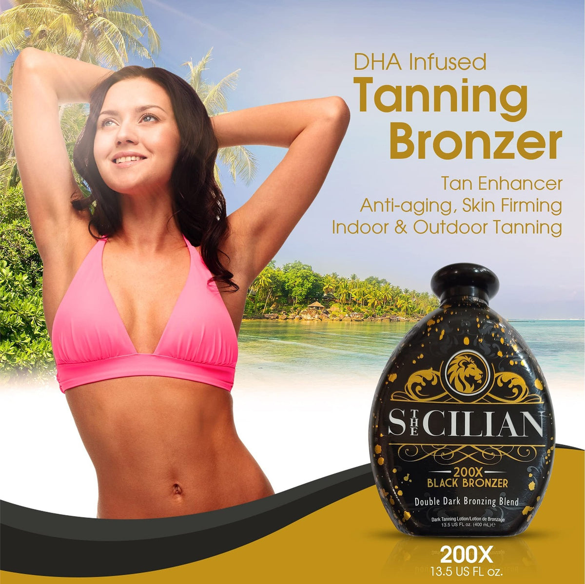Dark Black Bronzer Tanning Lotion for Glowing Skin - Self Tanner & Sunless