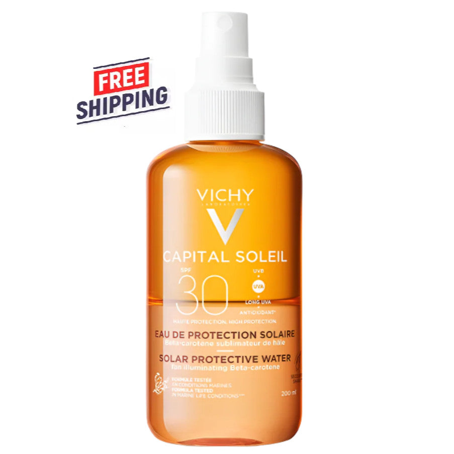 Vichy Sun Protection Water SPF30 for Face and Body, Water-Resistant, 200ml
