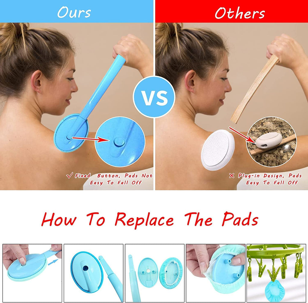 Long Handle Lotion Applicator for Back & Body - Reusable Cream Wand with 2 Pads