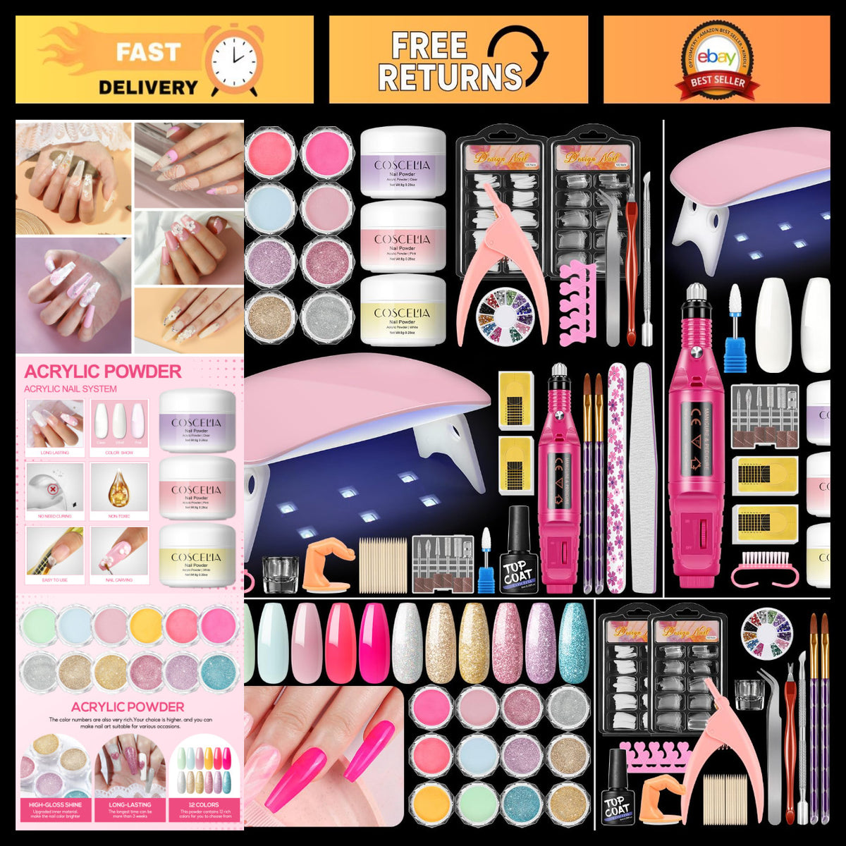 Acrylic Nail Kit for Beginners with Drill and UV Light - Complete Salon-Quality Set
