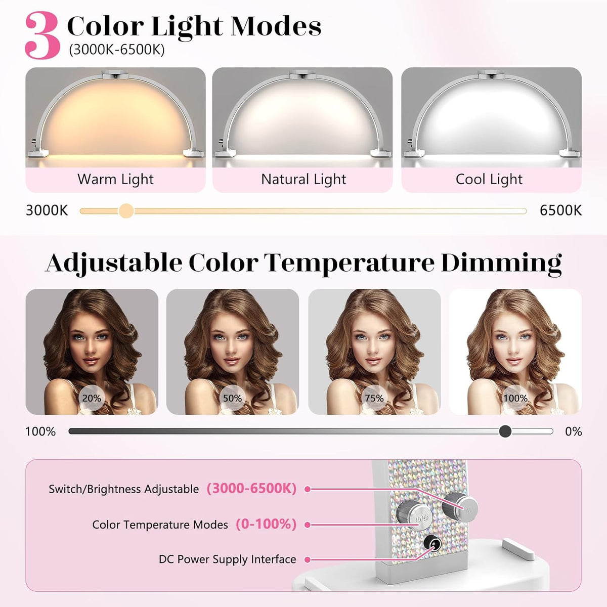 30-Inch LED Half Moon Nail Desk Light with Phone Holder - Professional Manicure Lamp
