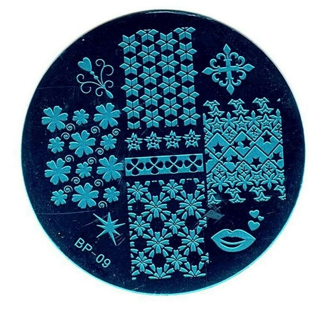 Nail Art Stamp Template with Holder for Manicure Design BP-09