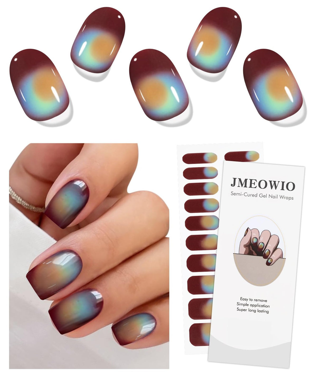 Semi Cured Nail Art Stickers Wraps Gradient - Easy DIY Manicure