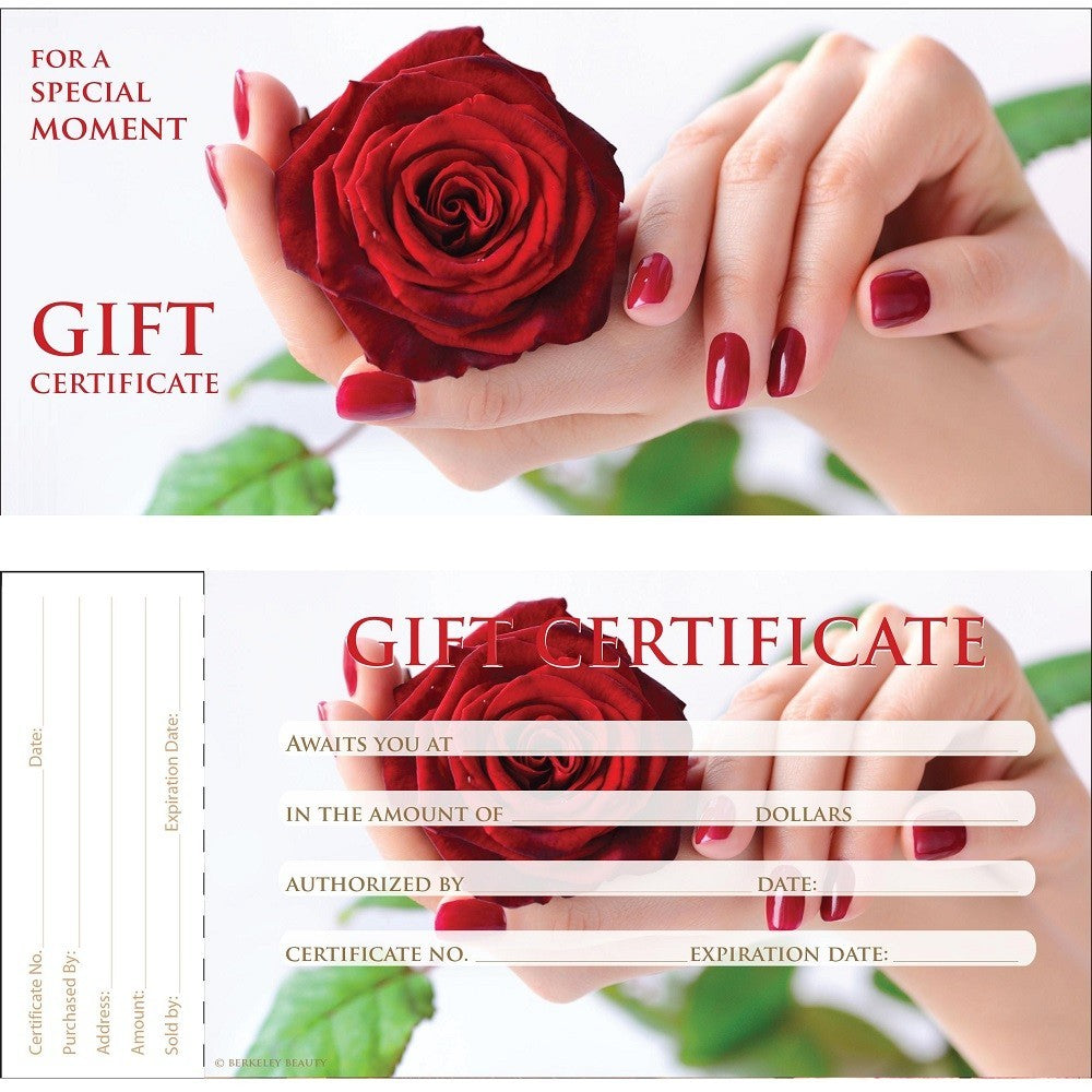 Nail Salon Gift Certificate Set - 50 Full-Color Gift Vouchers, 2 Books
