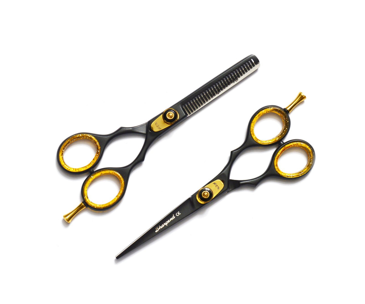 Professional 5.5 Inch Hair Cutting & Thinning Scissors Set with Razor and Pouch
